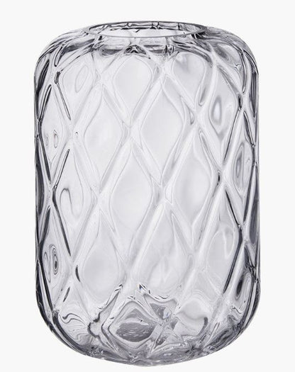 Clear Glass Diamond Optic Vase Small