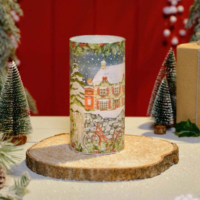 LED Christmas Cottage Cylinder