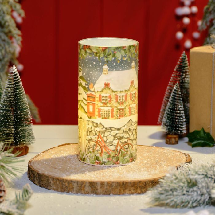 LED Christmas Cottage Cylinder