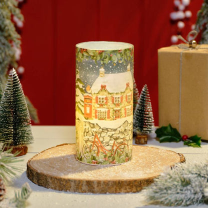 LED Christmas Cottage Cylinder