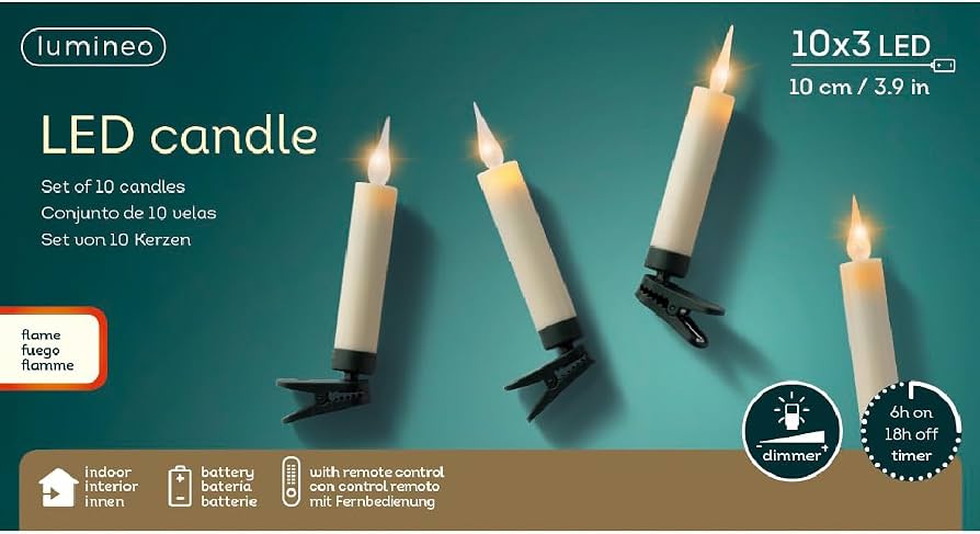 10 Piece Clip on Tree Candle with Flame Lights - 10cm