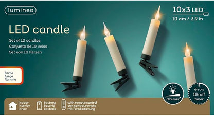 10 Piece Clip on Tree Candle with Flame Lights - 10cm