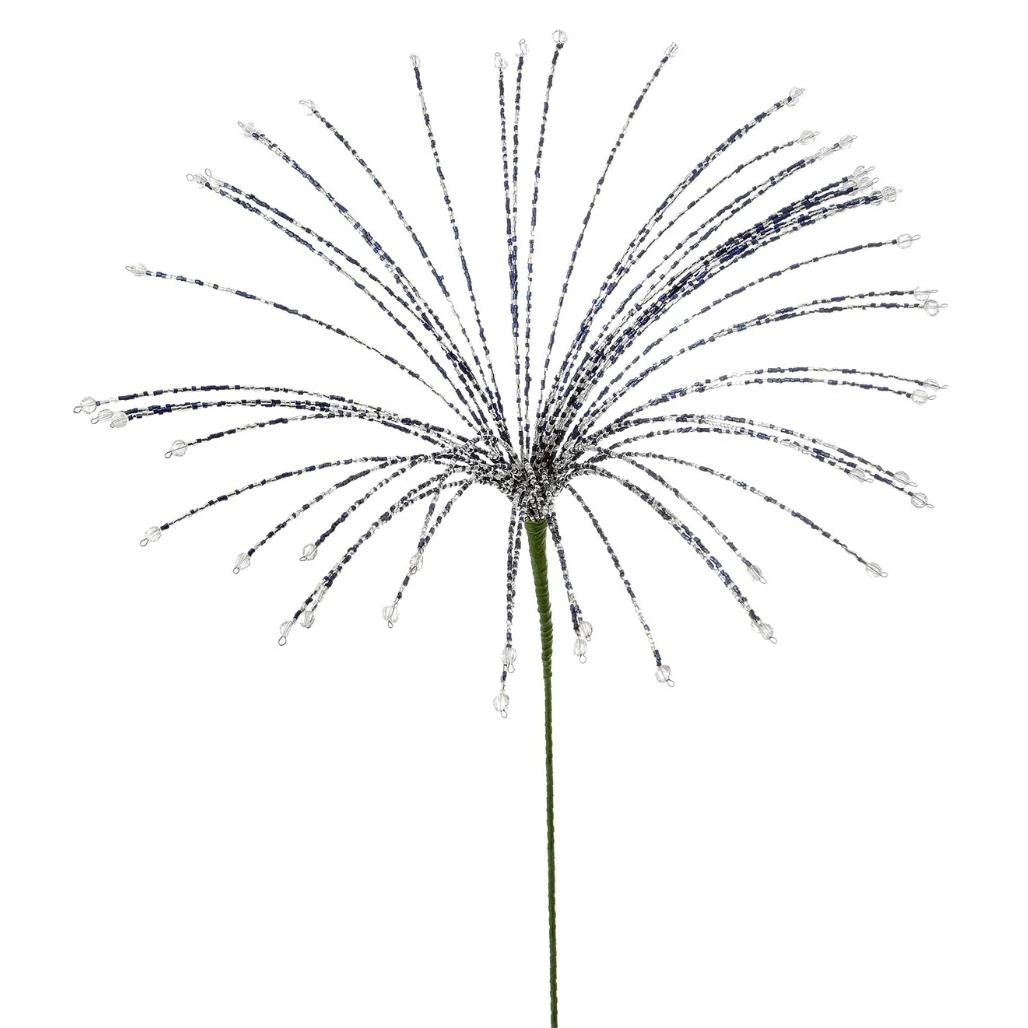 White Beaded Glitter Burst Spray -43cm