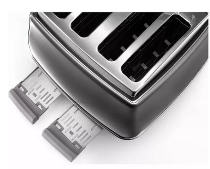 Delonghi Metallics 4 Slice Metal Toaster Grey