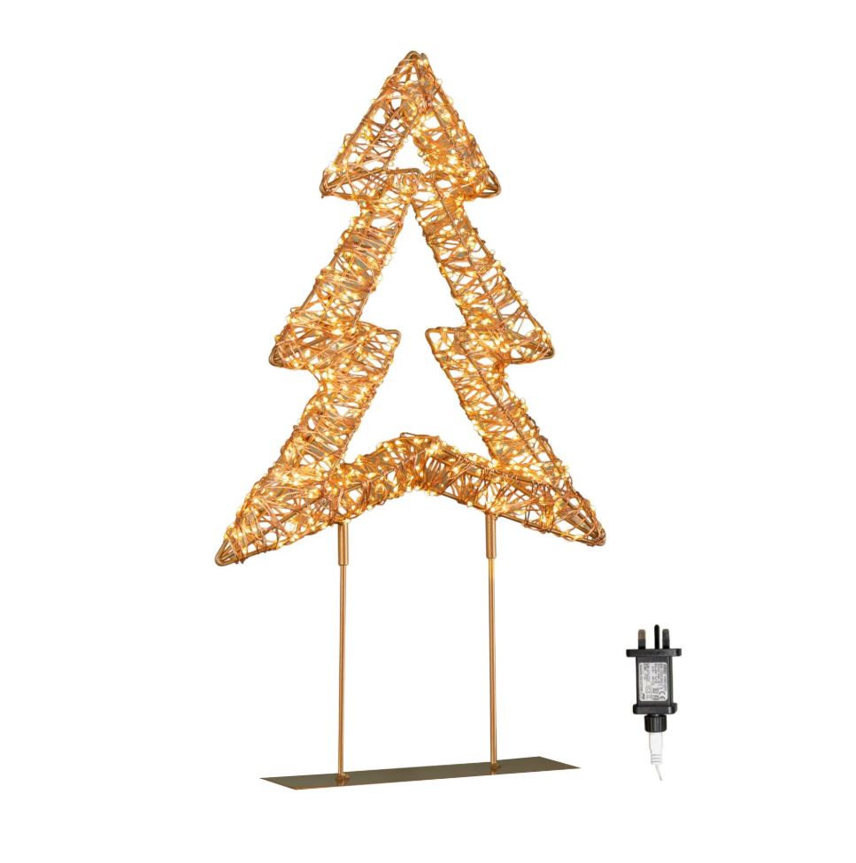 45cm Light up Rose Gold Christmas Tree on Metal Stand with Twinkling Warm White LEDs