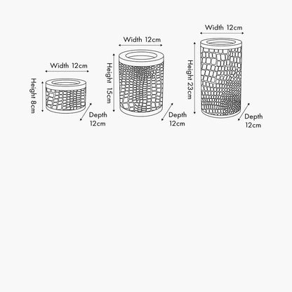 S/3 Antique Silver Croc Print Candle Holder