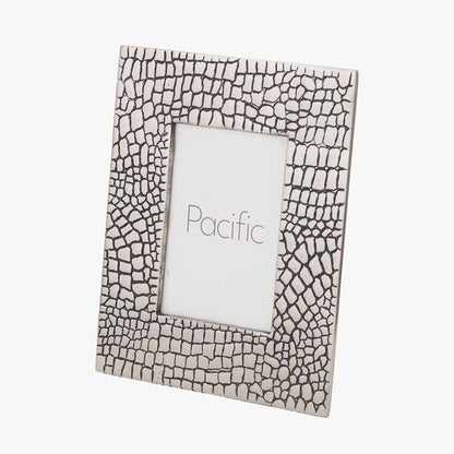 Antique Silver Metal Croc Print 5 x 7&quot; Photo Frame