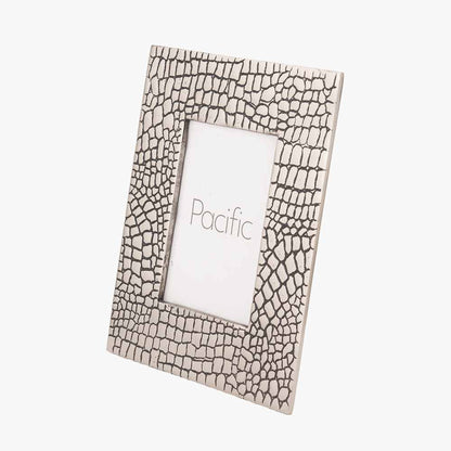 Antique Silver Metal Croc Print 5 x 7&quot; Photo Frame