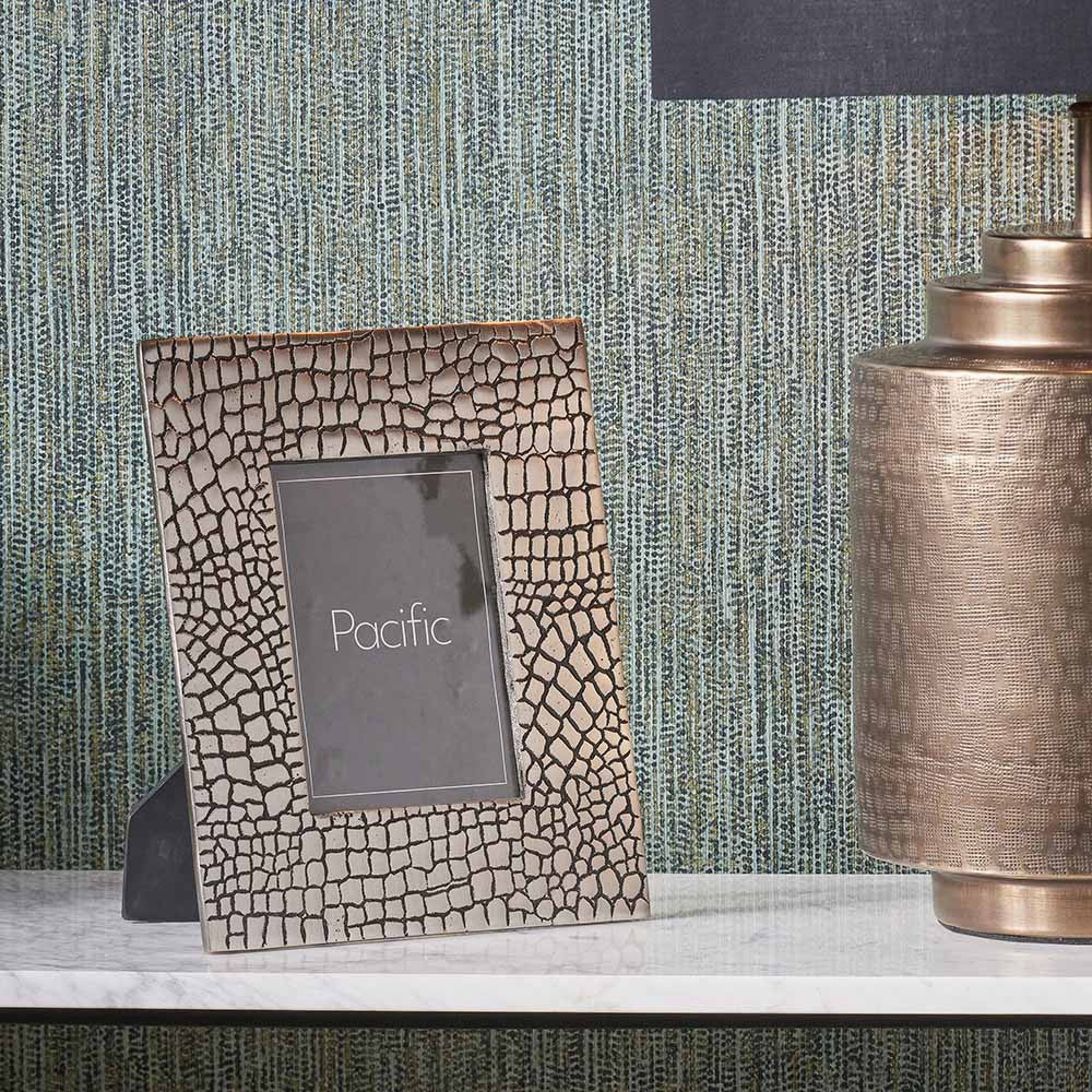 Antique Silver Metal Croc Print 5 x 7&quot; Photo Frame