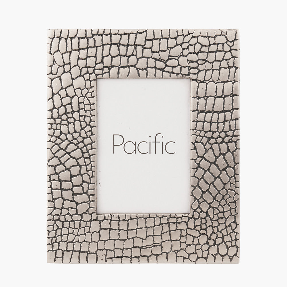 Antique Silver Metal Croc Print 5 x 7&quot; Photo Frame