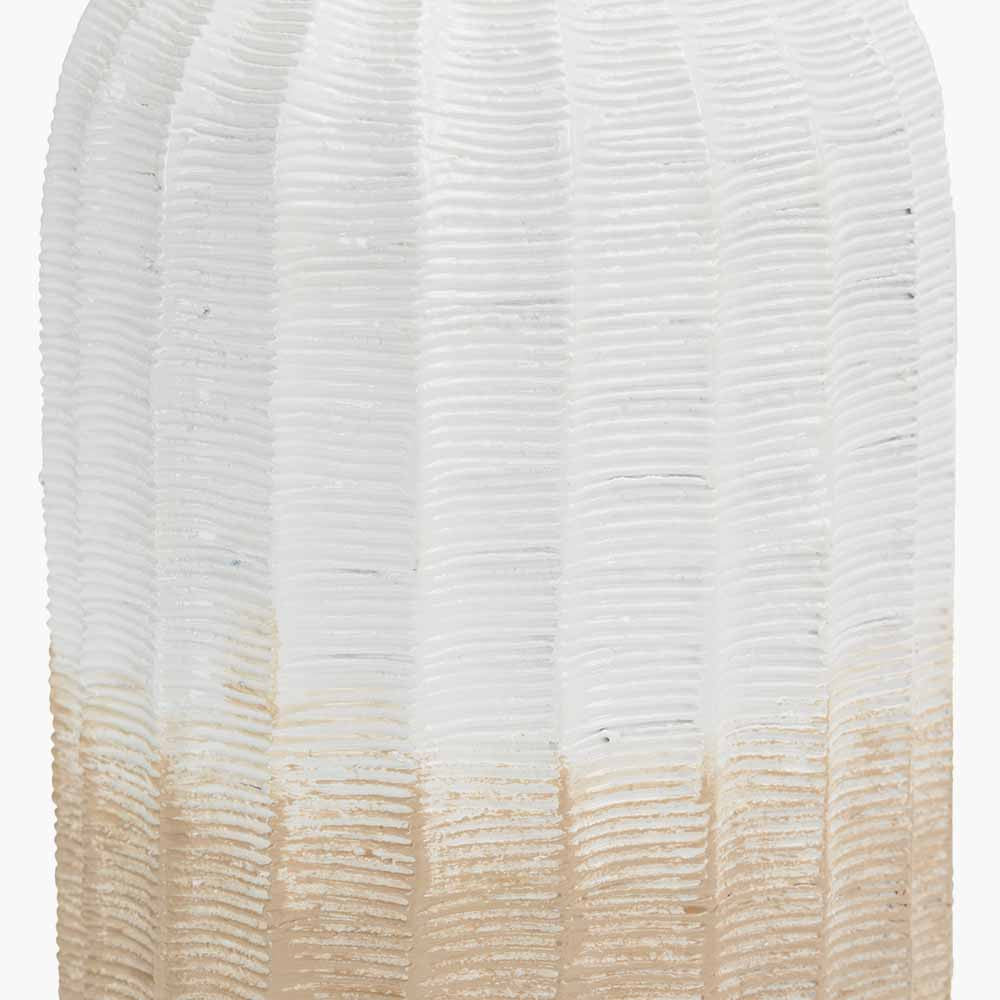 Amalia Natural and White Stoneware Textured Vase