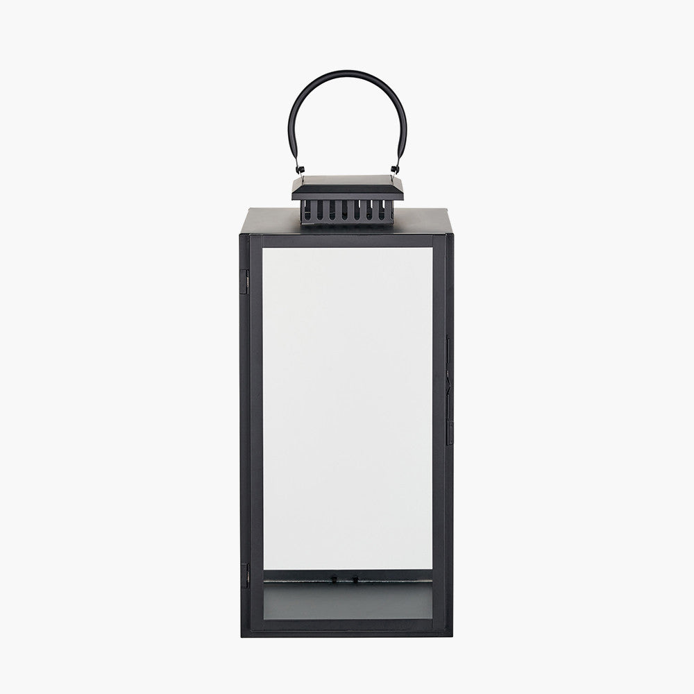 Black Stainless Steel and Glass Large Rectangular Lantern