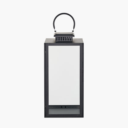Black Stainless Steel and Glass Large Rectangular Lantern