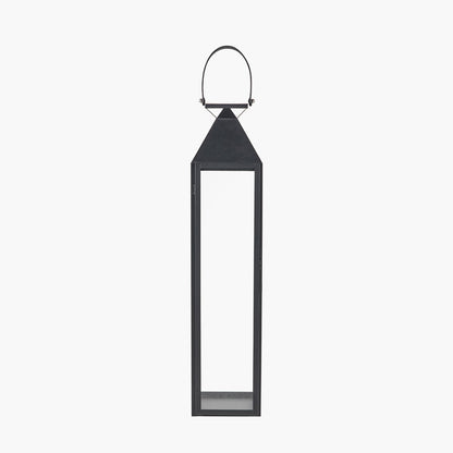 Black Stainless Steel and Glass Medium Tall Lantern