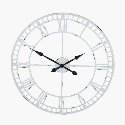 Antique Grey Metal Round Wall Clock Large