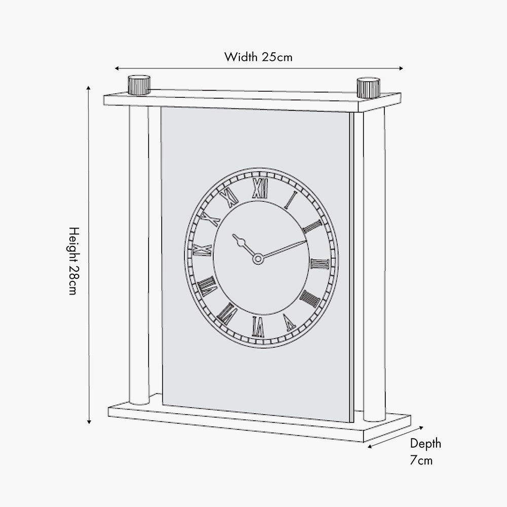 Gold Metal and Glass Floating Clock Face Square Table Clock