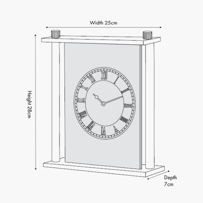 Gold Metal and Glass Floating Clock Face Square Table Clock