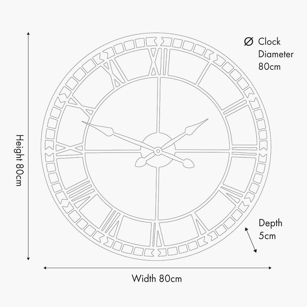 Black Metal Round Wall Clock Large