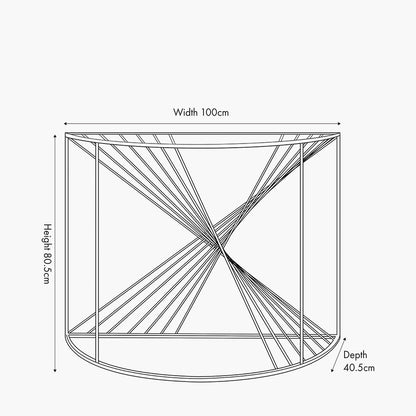 Liberty Glass and Gold Metal Half Moon Console Table