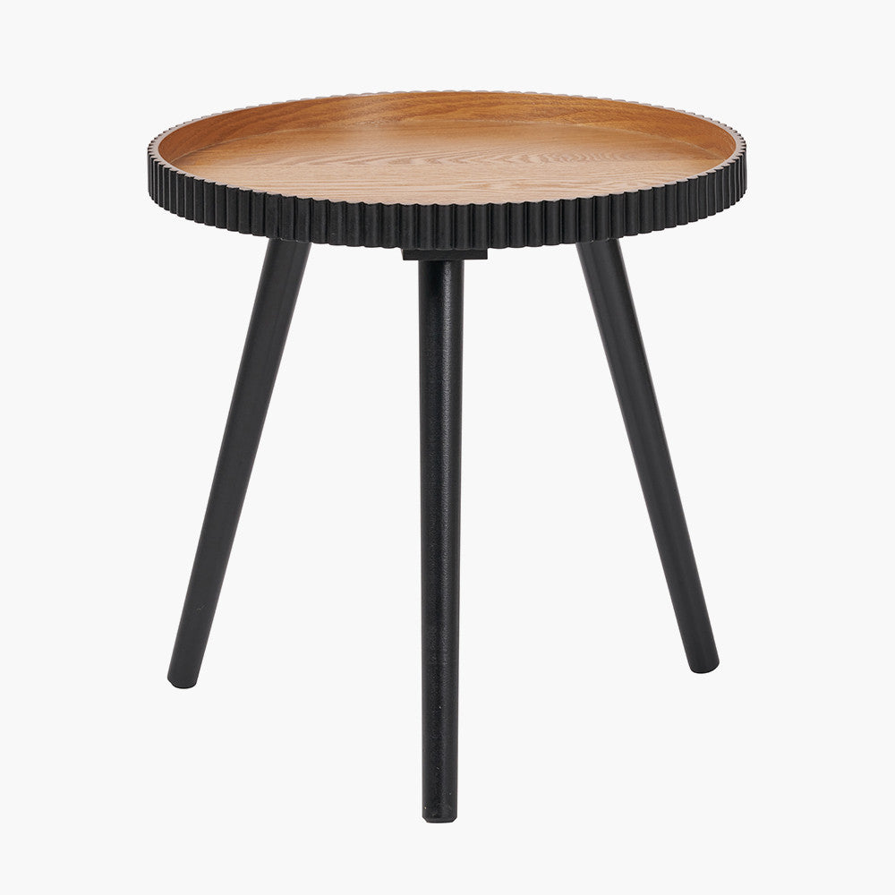 Hammond Natural and Black Pine Wood Side Table