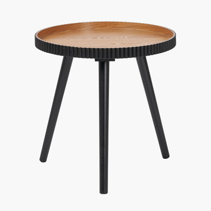 Hammond Natural and Black Pine Wood Side Table