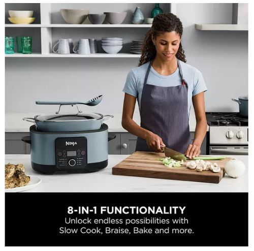 NINJA Food Cooker 8-in-1 Slow Cooker 8L - Sea Salt Grey