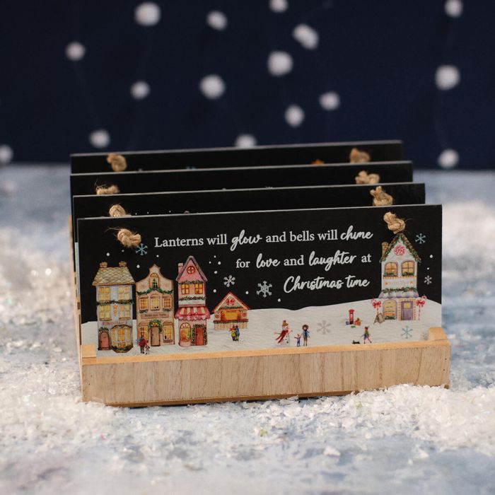 Christmas Market Scene Slate Plaque Assorted