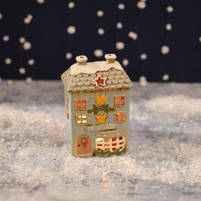 Christmas Market Stoneware Old Bakery Candle Holder