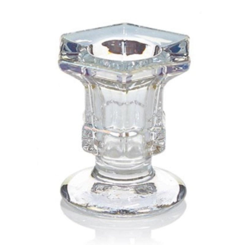 Hexagonal Clear Glass Taper Candle Holder - 6 x 5cm