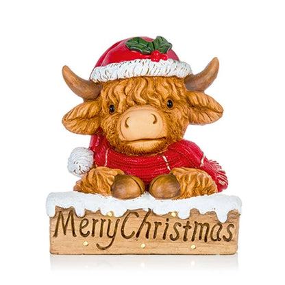 Battery Operated Lit Highland Cow Welcome Sign - 31cm