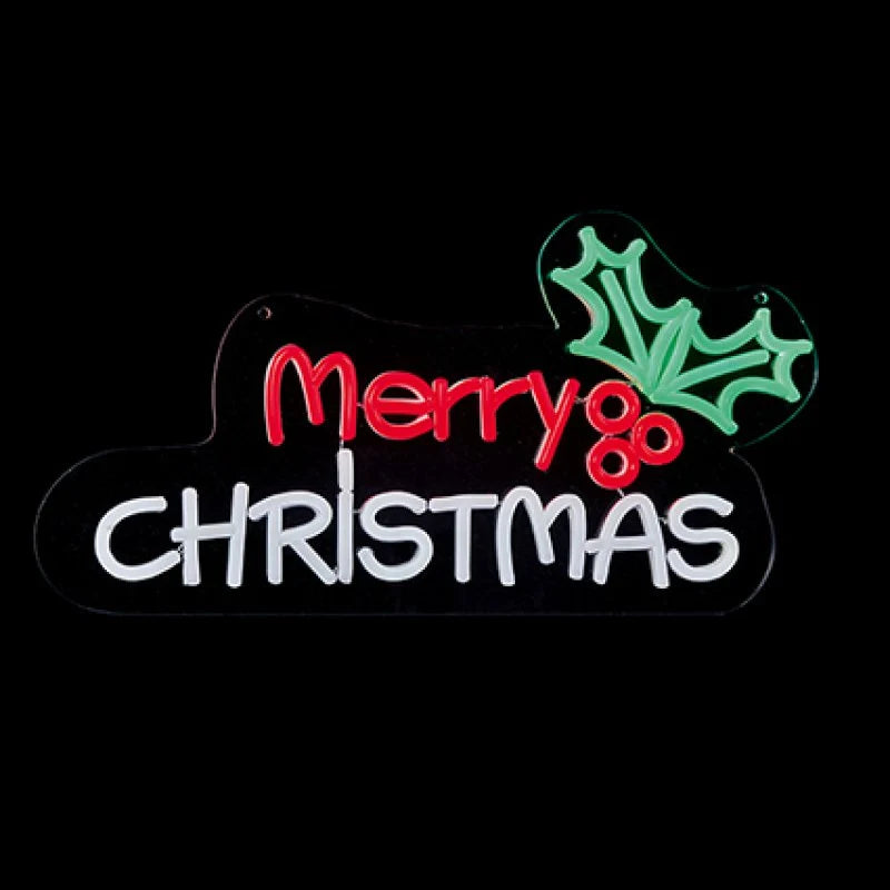Lit Merry Xmas Neon Hanging Sign - 45cm