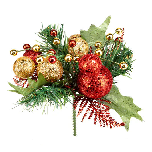 Red &amp; Gold Glitter Ball Pick 18cm