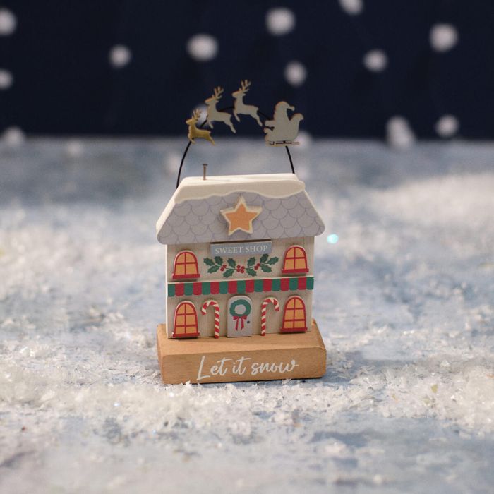 Christmas Market Let It Snow Shop Wood Block