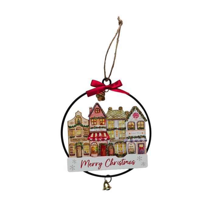 Christmas Market Merry Christmas Wood Round Hanger
