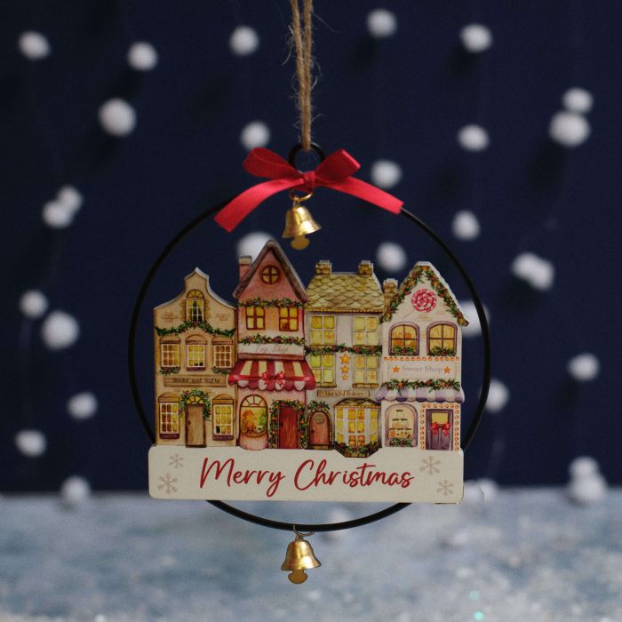 Christmas Market Merry Christmas Wood Round Hanger