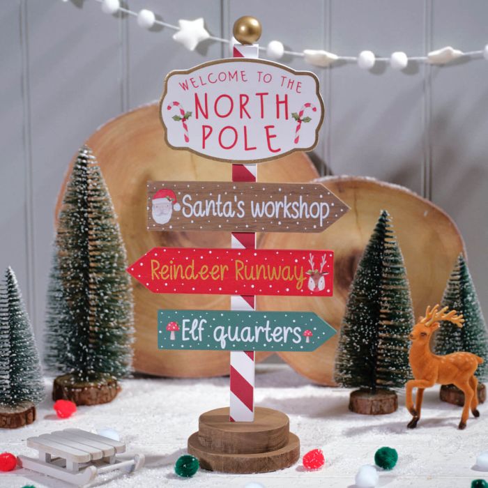Welcome to the North Pole Wooden Sign Post