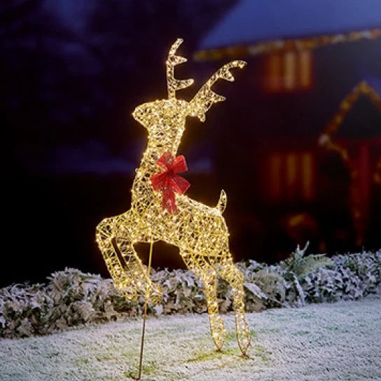 1m Lit Golden Elegance Twist Jumping Reindeer