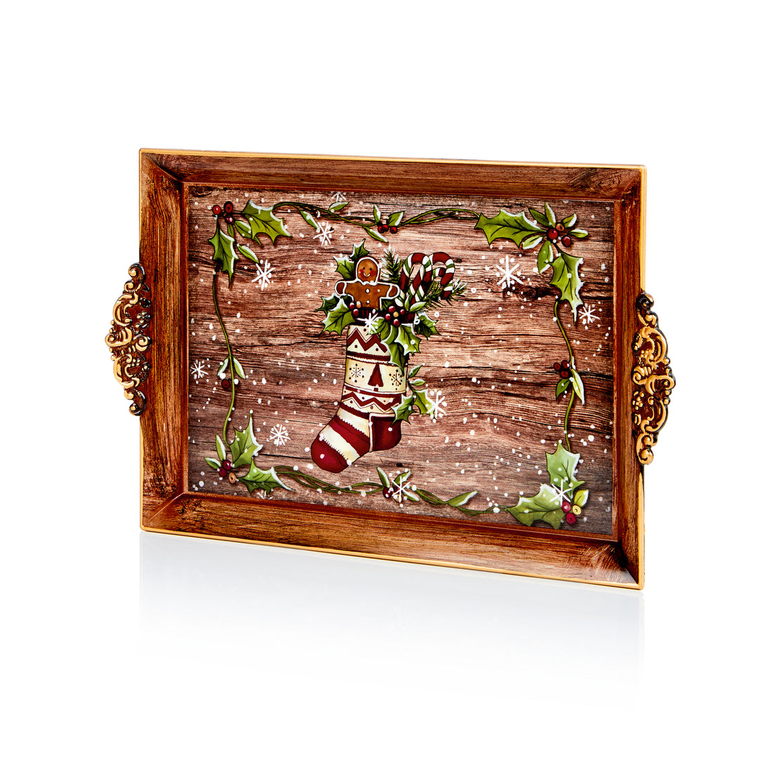 Christmas Tray with Stocking Design - 39x25cm