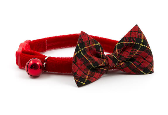 Vintage Bow Cat Collar Tartan