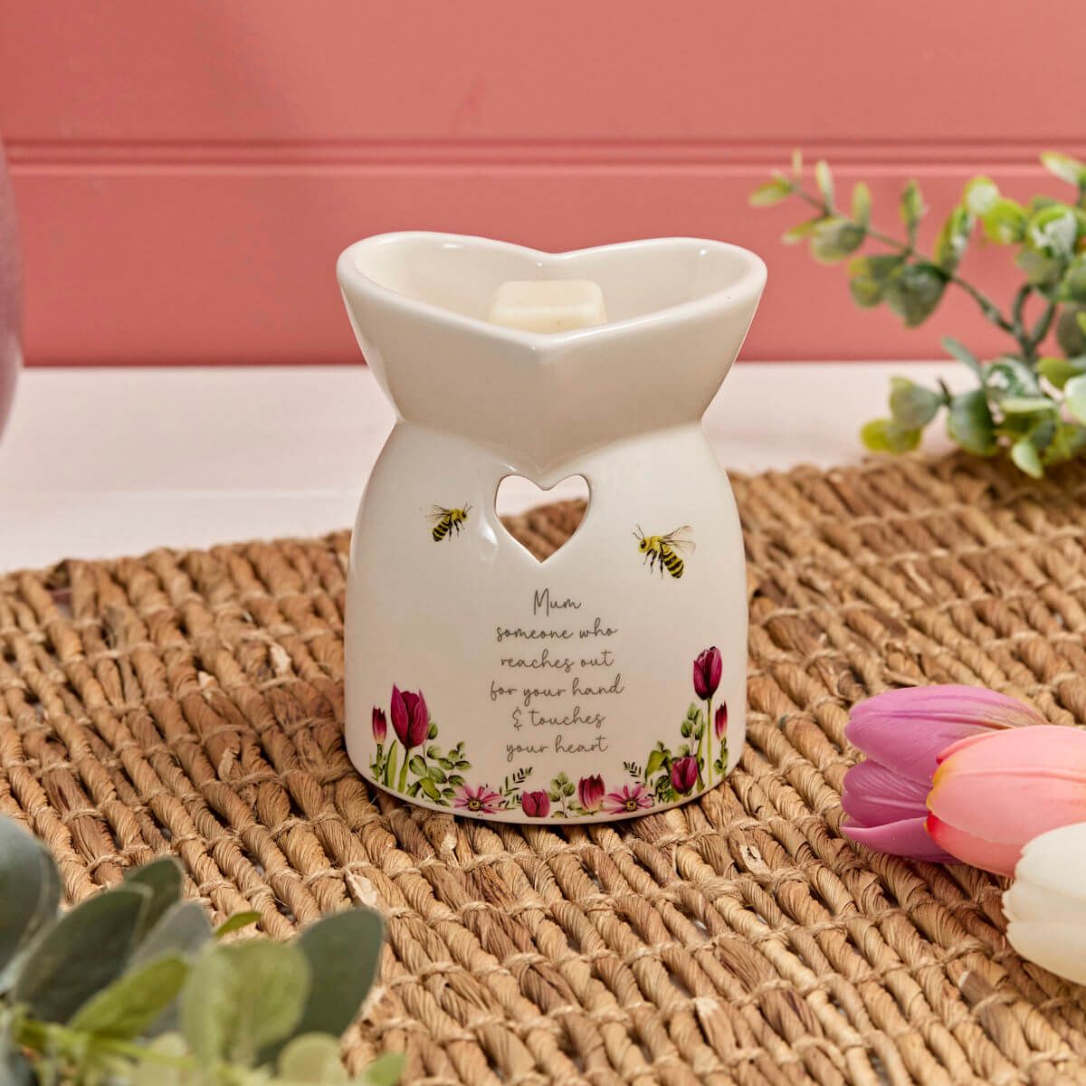 Floral Ceramic Heart Shaped Mum Burner