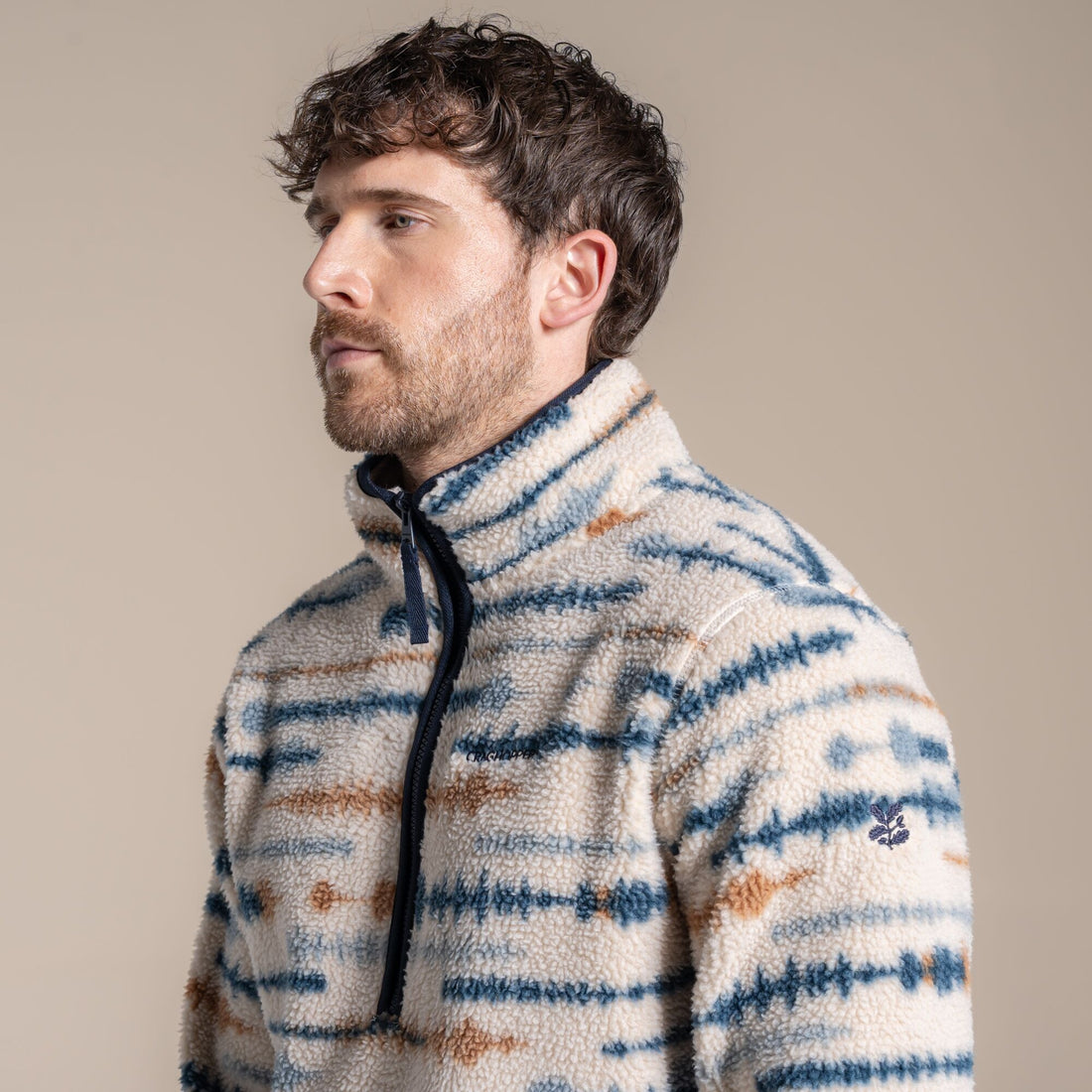Craghoppers Rawthey Half Zip Fleece - Ecru Print