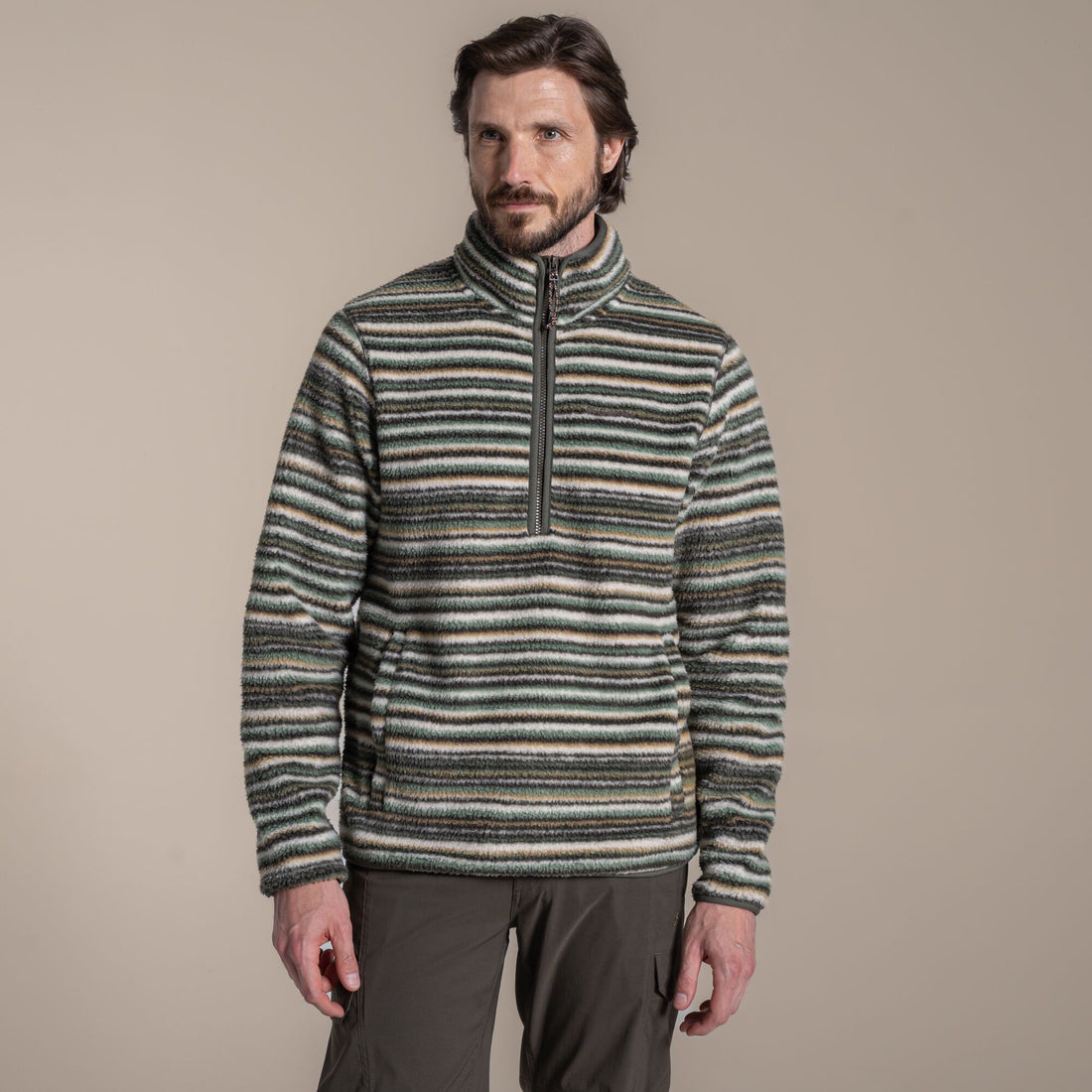 Carghoppers Tatton II Half Zip Fleece | Woodland Green Print