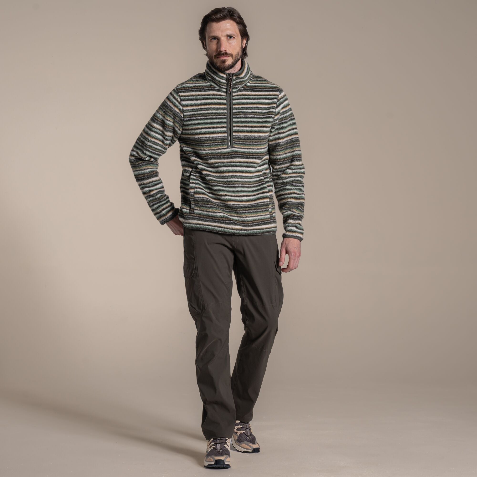 Carghoppers Tatton II Half Zip Fleece | Woodland Green Print
