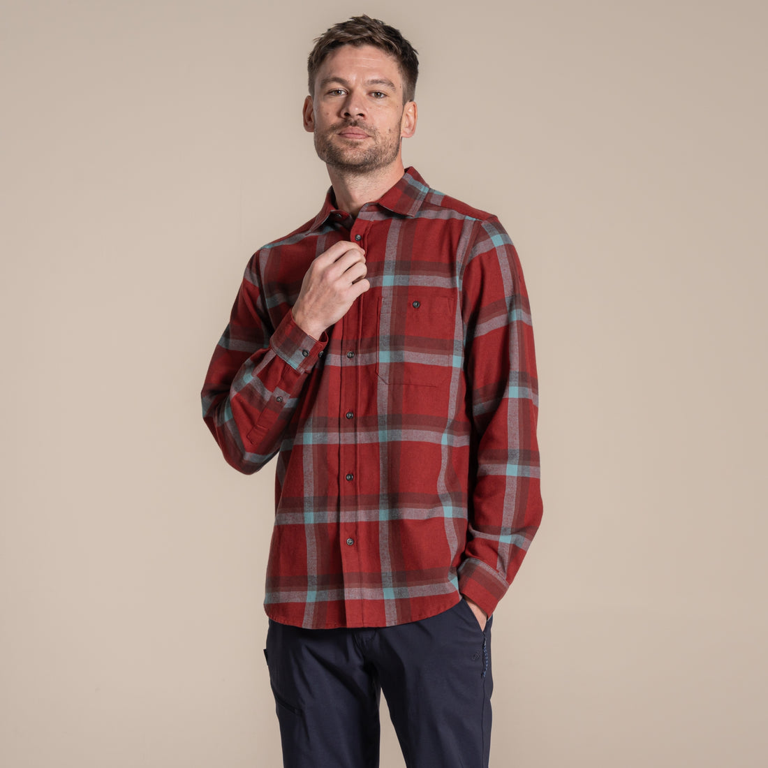 Craghoppers Rowan Long Sleeved Check Shirt - Red Jasper