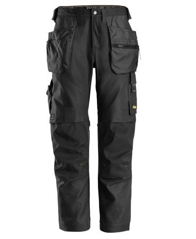 Snickers Canvas+ Stretch Work Trousers with Holster Pockets - Black