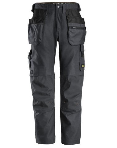 Snickers Canvas+ Stretch Work Trousers Holster Pockets - Steel Grey