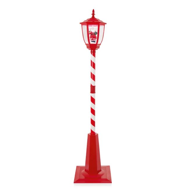 Premier 1.8m Red Light Up Muscial Festive Christmas Lamp Post with Santa
