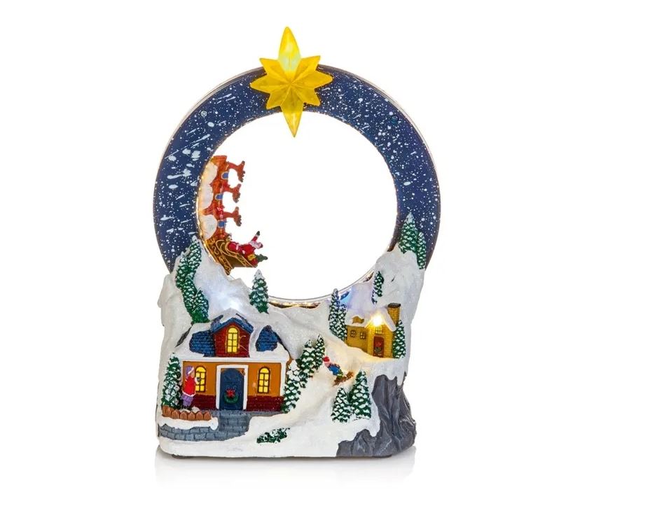Premier Battery Operated Lit Village With Looping Santa Sleigh 29cm