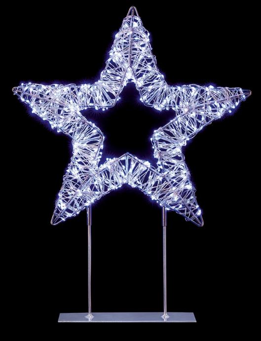 45cm Silver Star with 720 Twinkling LEDs - White