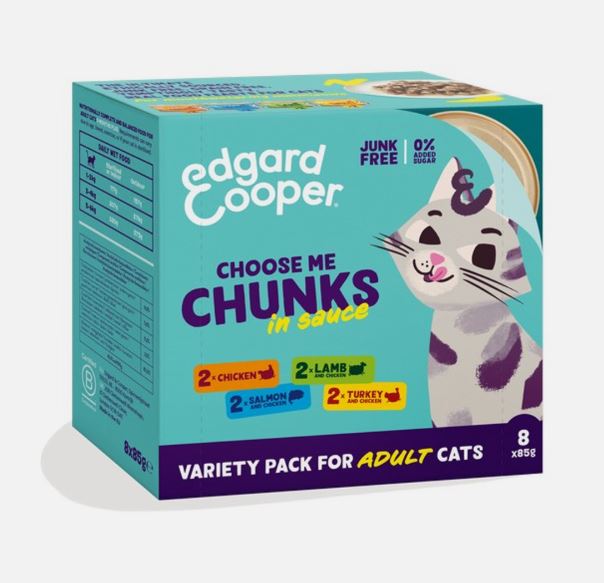 Edgard &amp; Cooper Cat Multipack Chunks Chicken/Salmon/Turkey/Lamb 8 x 85g